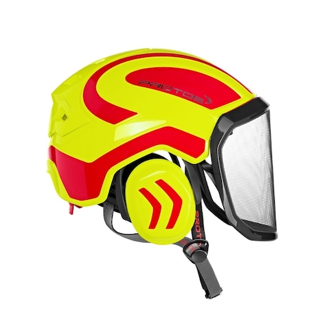 Pfanner Protos Integral ARBORIST Helmet - Neon Yellow & Red PROTOS-NYRD